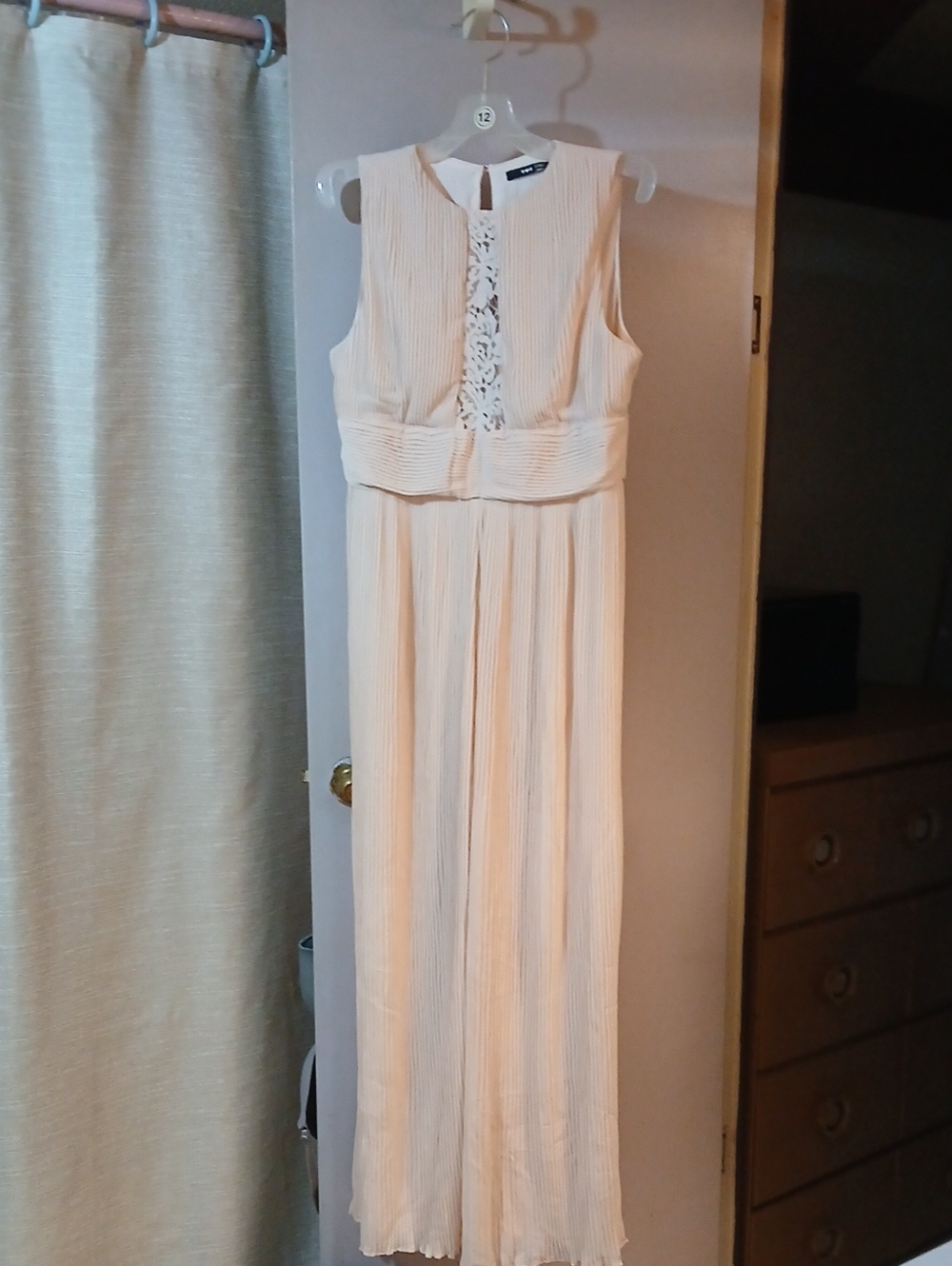 TFNC Blush Pink Pleated & Lace Detail Top